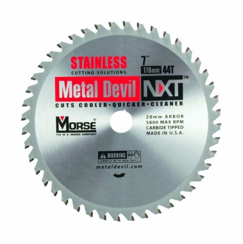 MK Morse M.K. Morse CSM744NSSC Metal Devil NXT Circular Saw Blade, 7-Inch Diameter, 20mm Arbor, 44 Teeth, Stainless Steel 1