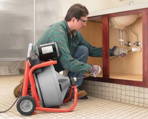 RIDGID 27008 K-400 Drain Cleaner with Two Wheel Cart, C-32 IW 3/8" x 75' Solid Core (Integral Wound) Cable and Auto Feed