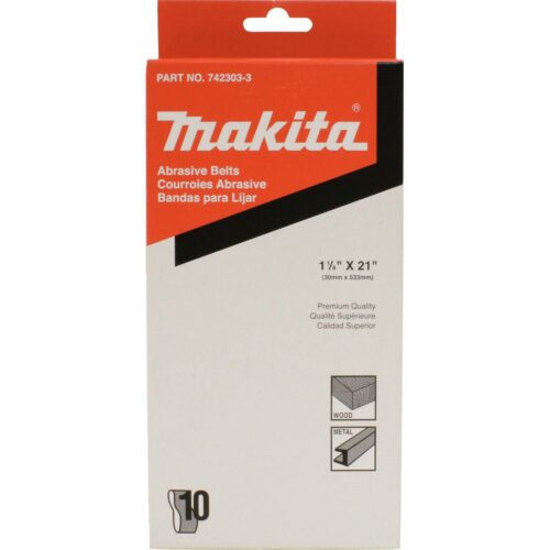 Makita 742303-3 1-1/8" x 21" Abrasive Sanding Belts - 80 Grit (10pk) 1
