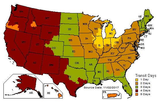 UPS Ground shipping times from Grand Rapids, MI