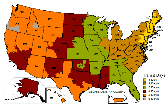 UPS Ground shipping times from Orange, CT