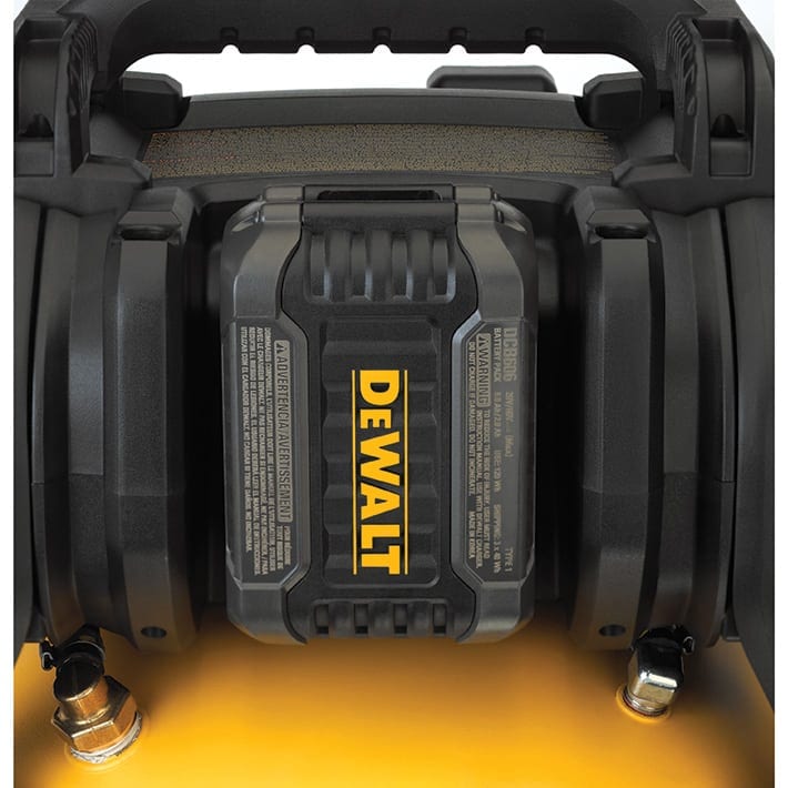 DeWALT DCC2560T1 Cordless Air Compressor (battery view)
