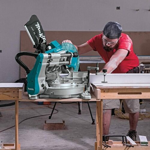 Makita XSL06PT Miter Saw in action