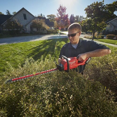 Milwaukee Cordless Hedge Trimmer in Action