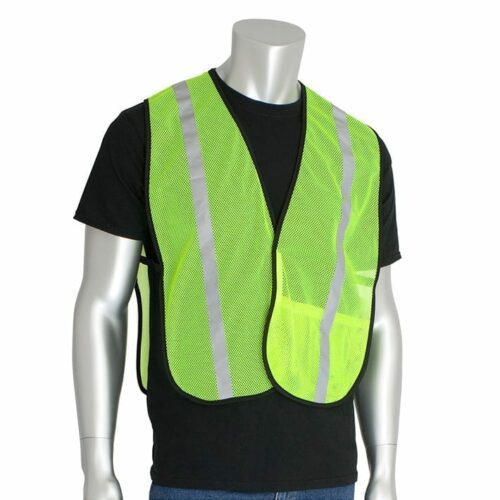 PIP 300-EVOR-E Non-ANSI One Pocket Mesh Safety Vest w/ Reflective Stripes, Lime Yellow (alt view)
