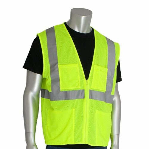 PIP 302-MVGZ4P-LY Value Mesh Vest w/ 4 Pockets, Lime Yellow