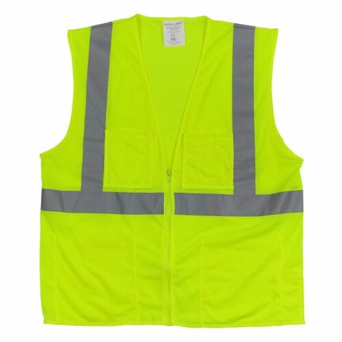PIP 302-MVGZ4P-LY Value Mesh Vest w/ 4 Pockets, Lime Yellow (flat)