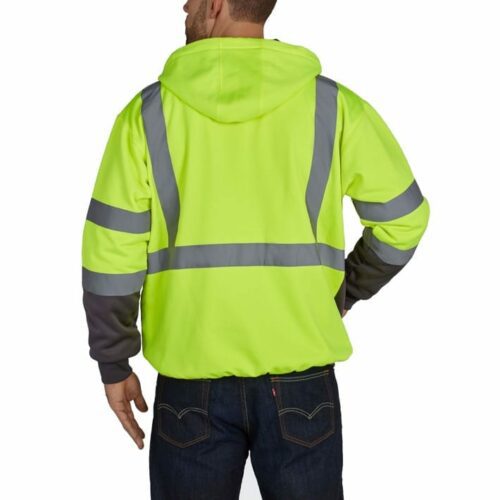 Utility Pro UHV425 Class 3 Hi Vis Soft Hooded Sweatshirt, Lime/Black (back)