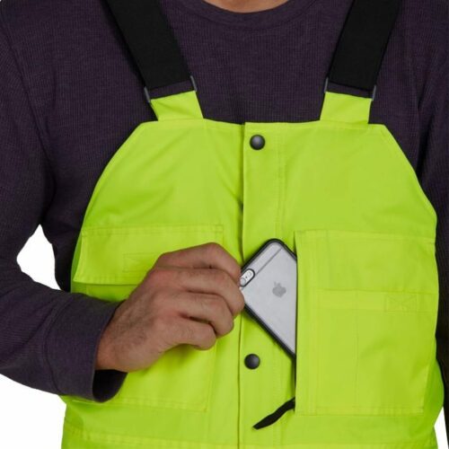 Utility Pro UHV500 Class E High Visibility Lined Bib Overalls, Yellow/Black (front pocket)