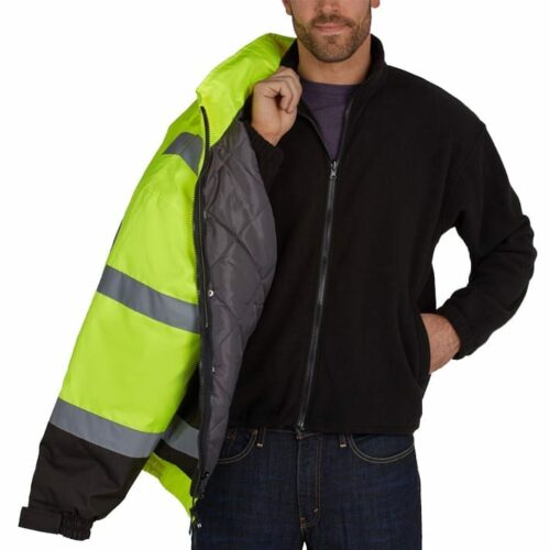 Utility Pro UHV563 Hi-VIS Bomber w/ Zip-Out Liner, Class 3, Yellow/Black (alternate view)