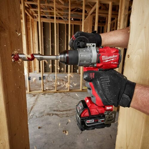 Milwaukee 2804-22 M18 FUEL™ 1/2" Hammer Drill/Driver Kit (action view)