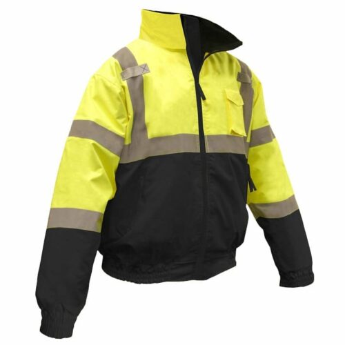 Radians SJ110B-3ZGS Two-in-One High Visibility Bomber Safety Jacket, Lime Green/Black, ANSI Type R Class 3