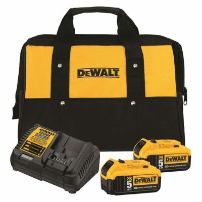 DeWALT DCB205-2CK 20V MAX* 5.0Ah Li-Ion Battery Starter Kit, 2-Pack w/ Charger & Tool Bag