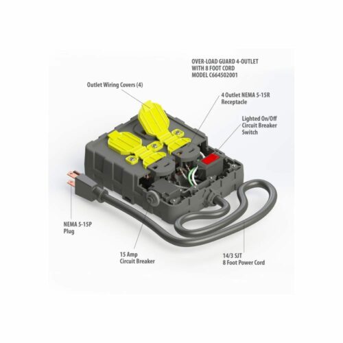 Tower C664502001 4-Outlet Circuit Breaker Power Box (details, part 2)