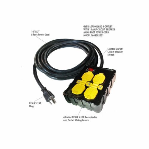 Tower C664502001 4-Outlet Circuit Breaker Power Box (details)