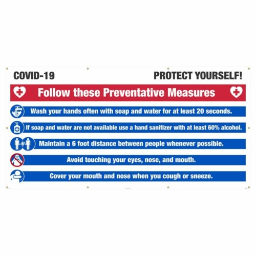 Covid-19 Protect Yourself Mesh Banner w/ Grommets