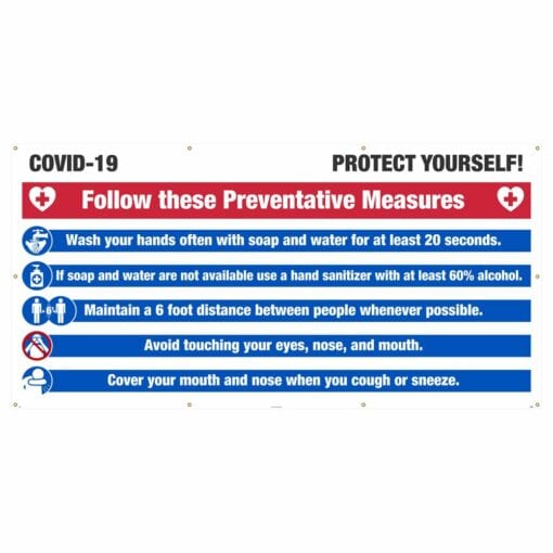 Covid-19 Protect Yourself Mesh Banner w/ Grommets