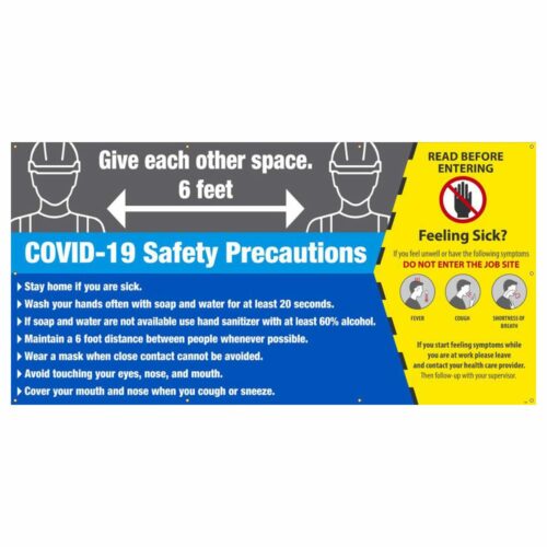 Covid-19 Safety Precautions Banner w/ Grommets