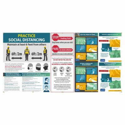 Practice Social Distancing, Multi-Message Vinyl Banner w/ Grommets, English/Spanish