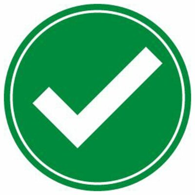 Green Check Mark Label, Pressure Sensitive Vinyl, 5-Pack