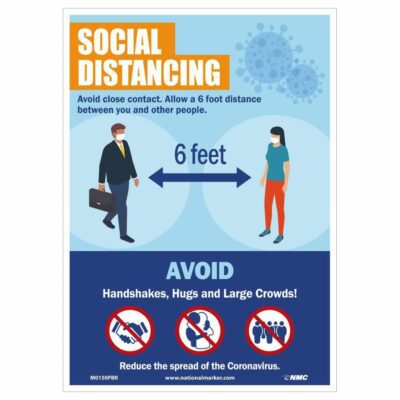 Social Distancing Avoid Close Contact Sign, 10" x 14"