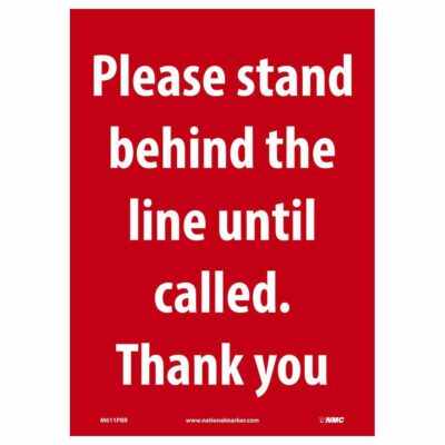 Please Stand Behind the Line Sign, 14" x 10"