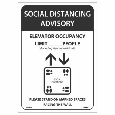 SOCIAL DISTANCING ADVISORY ELEVATORY OCCUPANY LIMIT PEOPLE SIGN, 14 X 10