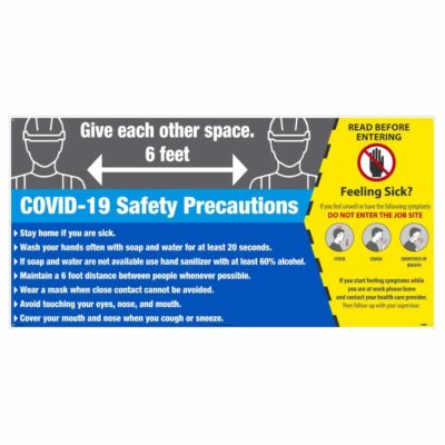 COVID-19 SAFETY PRECAUTIONS SIGN, ALUMINUM COMPOSITE PANEL, LARGE FORMAT