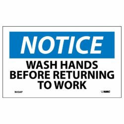 Notice – Wash Hands Before Returning to Work Label, 3