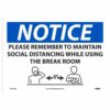 Maintain Social Distancing in Breakroom Sign, 10" x 14"