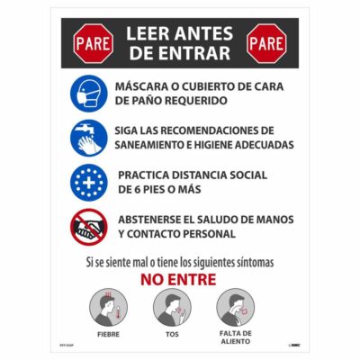 STOP READ BEFORE ENTERING POSTER, SPANISH