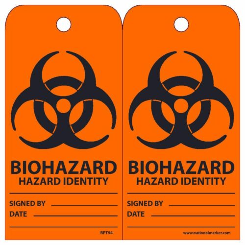 Biohazard – Hazard Identity Tags, 6" x 3", Unrippable Vinyl, 25-Pack