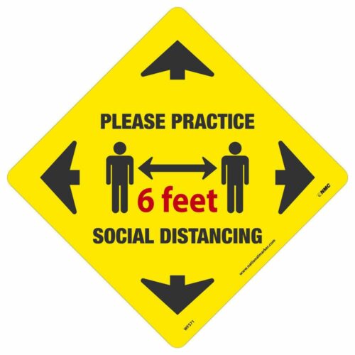 Please Practice Social Distancing 6 Feet Walk On Floor Sign