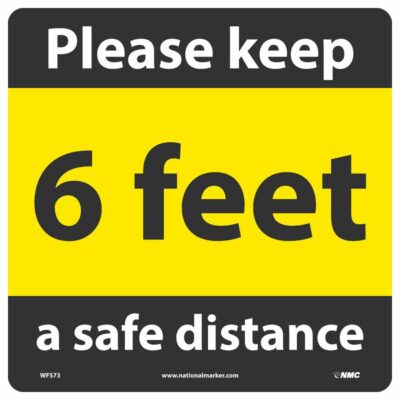 Please Keep a Safe Distance Walk On Floor Sign