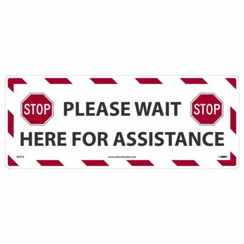 Please Wait for Assistance Walk On Floor Sign