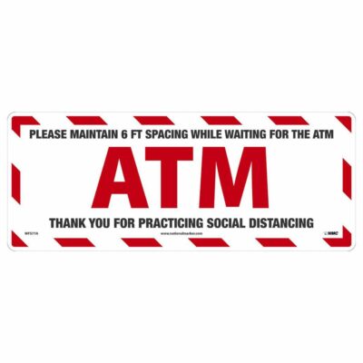 ATM Social Distancing Walk On Floor Sign, 8" x 20"