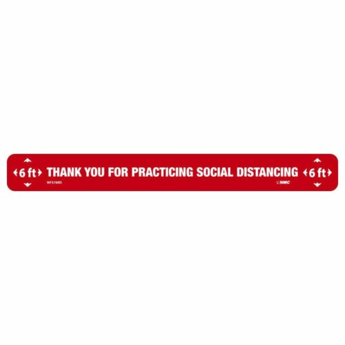 Thank You Social Distancing Floor Strip, White on Red, 2.25" x 20"