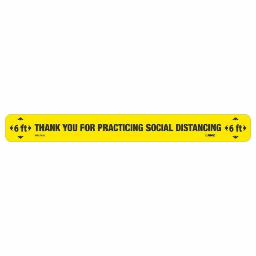 Thank You Social Distancing Floor Strip, Black on Yellow, 2.25" x 20"