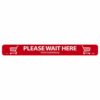 Please Wait Here Shopping Cart Floor Strip, Red on White, 2.25" x 20"
