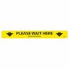 Please Wait Here Shopping Cart Floor Strip, Black on Yellow, 2.25" x 20"