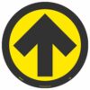 Arrow Graphic Walk On Floor Sign, Black on Yellow, 8" x 8"