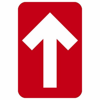 DIRECTIONAL ARROW FLOOR GRAPHIC, RED, 6" x 4"
