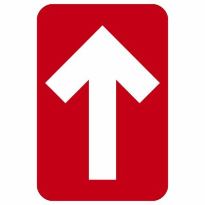 DIRECTIONAL ARROW FLOOR GRAPHIC, RED, 6" x 4"