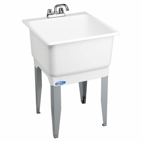 ELM 23 X25  WHITE LAUNDRY TUB SINK W/ FAUCET & SUPPLY LINES