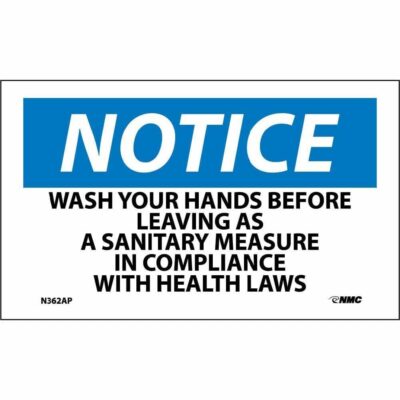 NMC 3 X5  WASH HANDS BEFORE LEAVING AS A SANITARY MEASURE