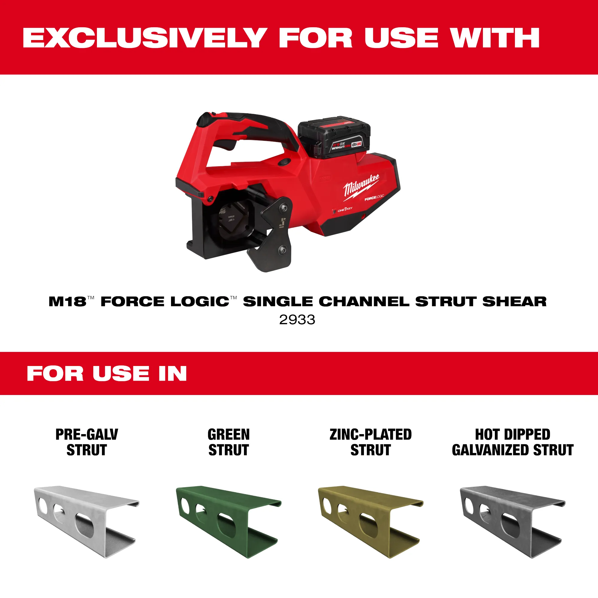 M18™ FORCELOGIC™ Single Channel Strut Shear Kit